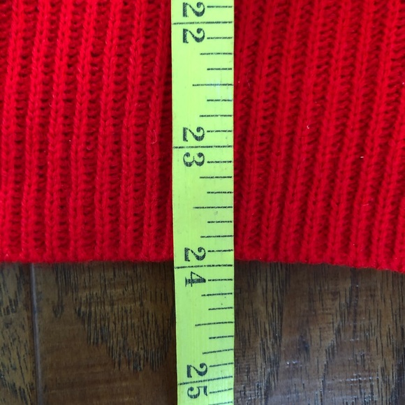 VINTAGE 80s Blue Red Leaves Knit Sweater - Picture 11 of 13